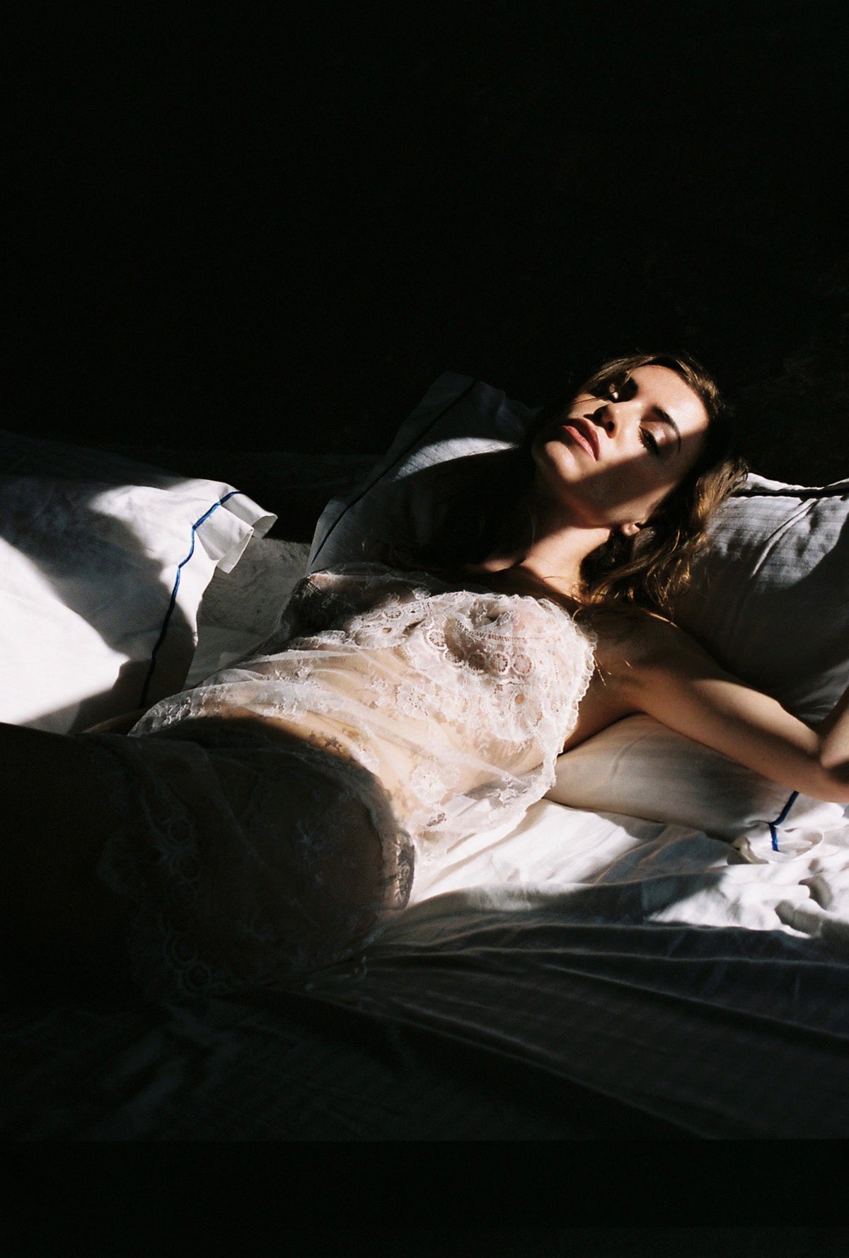 FRENCH LACE SENSUAL SLIPNDRESS WITH SILK LACED OPEN BACK BEAUTIUFL HERILOOM PIECES