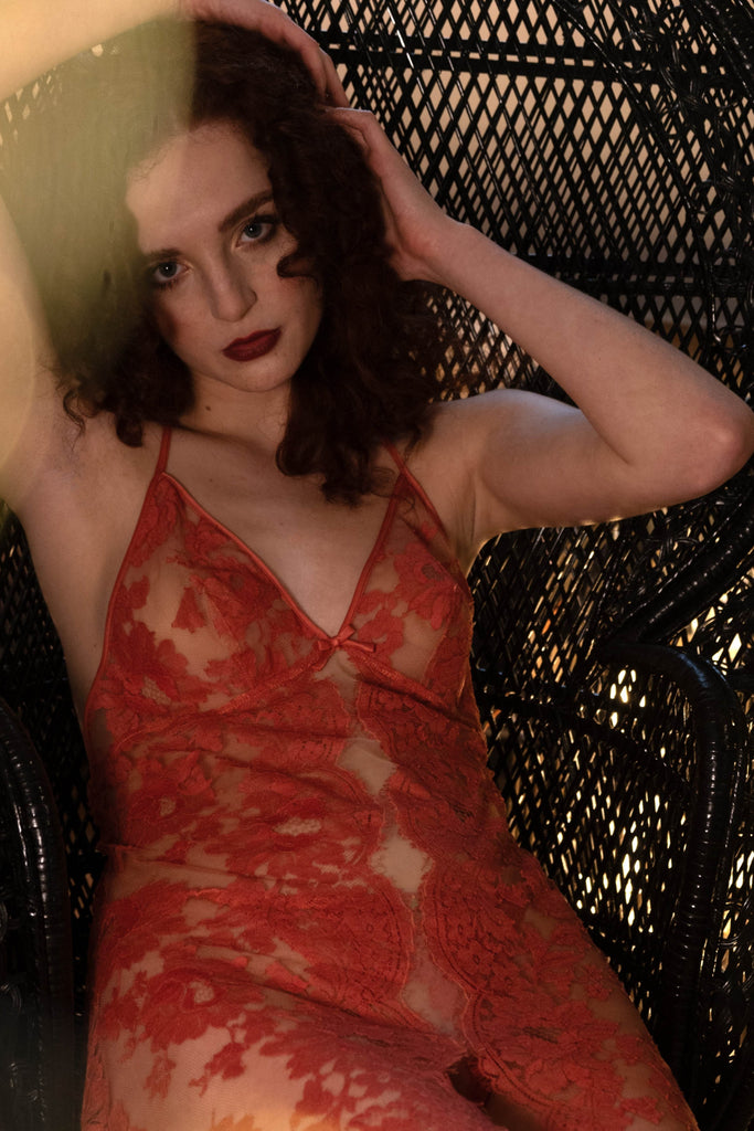 ORNAGE FRENCH LACE BEAUTIUFL SLIP DRESS 